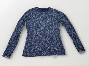 J. McLaughlin Metallic Jacquard Long Sleeve Top Blue Damask Medallion Size Small